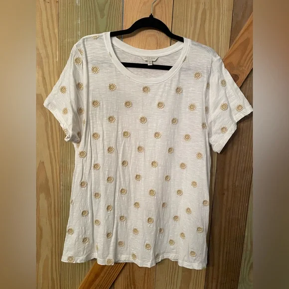 Lucky Brand White Tee with Gold Accents - Picture 2 of 8